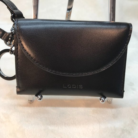 NWT Lodis RFID Leather Fold Over Snap Cardholder with Keyring - Picture 5 of 7